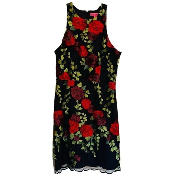 Betsey Johnson Black and Red Floral Dress - Picture 2 of 14